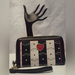 Betsey Johnson Black and White Striped Wallet